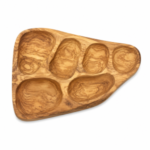 Olive Wood Serving Tray — 6 Compartments