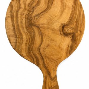 Olive Wood Round Serving Board — 35 × 25 cm