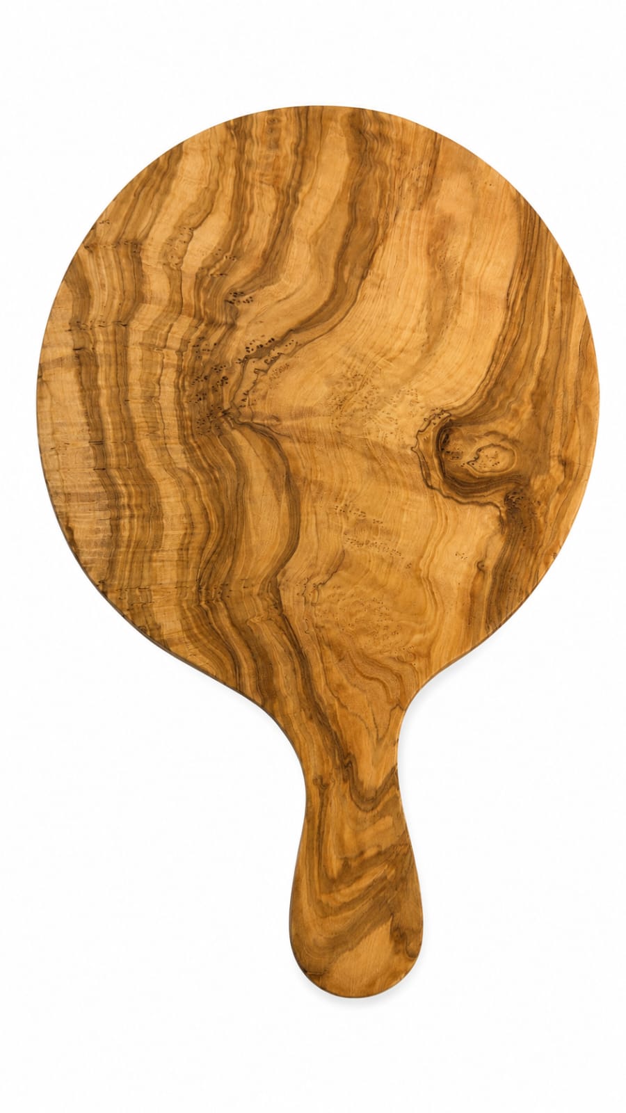 Olive Wood Round Serving Board — 35 × 25 cm